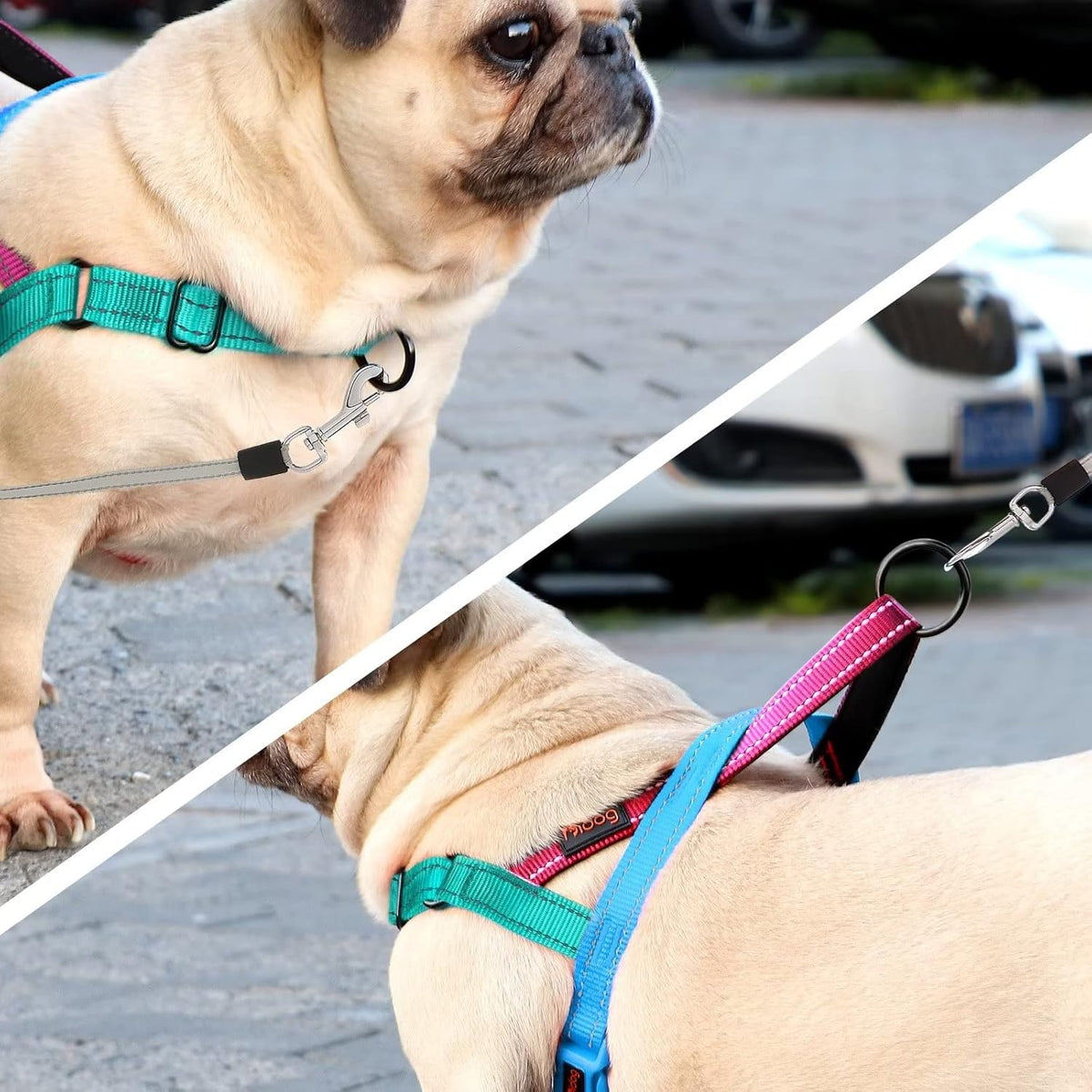 No Pull Dog Harness for Medium Dogs, Soft Padded Handle, Dark Green,M