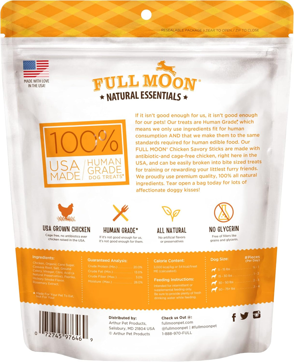 Full Moon All Natural Human Grade Dog Treats, Essential Beef Savory Sticks, 22 Ounce, 1.375 Pound (Pack of 1)