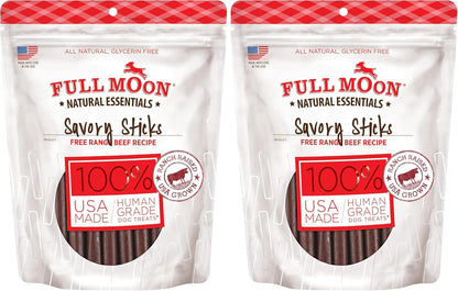 Full Moon All Natural Human Grade Dog Treats, Essential Beef Savory Sticks, 22 Ounce, 1.375 Pound (Pack of 1)