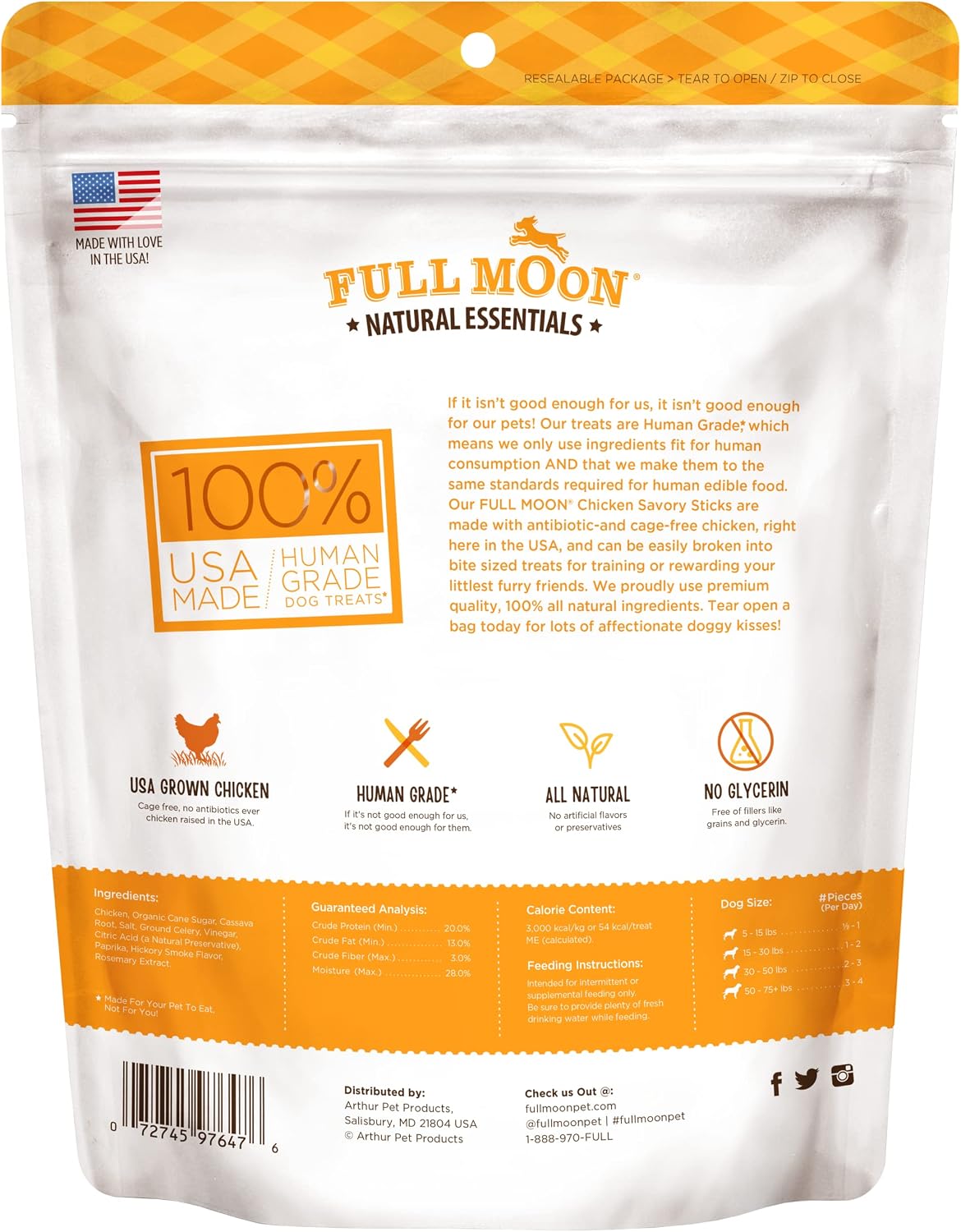 Full Moon All Natural Human Grade Dog Treats, Essential Beef Savory Sticks, 22 Ounce, 1.375 Pound (Pack of 1)