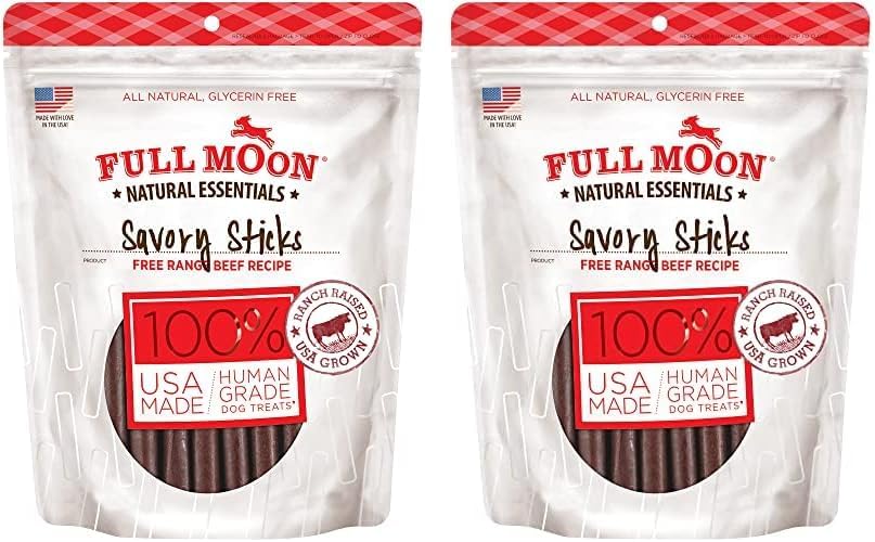 Full Moon All Natural Human Grade Dog Treats, Essential Beef Savory Sticks, 22 Ounce, 1.375 Pound (Pack of 1)