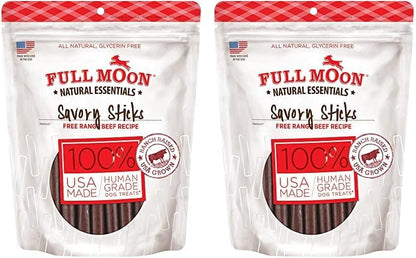 Full Moon All Natural Human Grade Dog Treats, Essential Beef Savory Sticks, 22 Ounce, 1.375 Pound (Pack of 1)