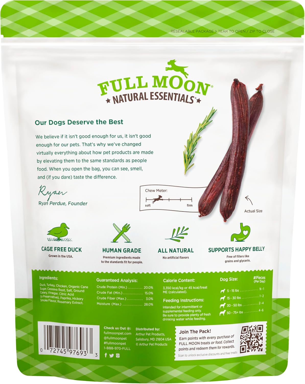Full Moon All Natural Human Grade Dog Treats, Essential Beef Savory Sticks, 22 Ounce, 1.375 Pound (Pack of 1)