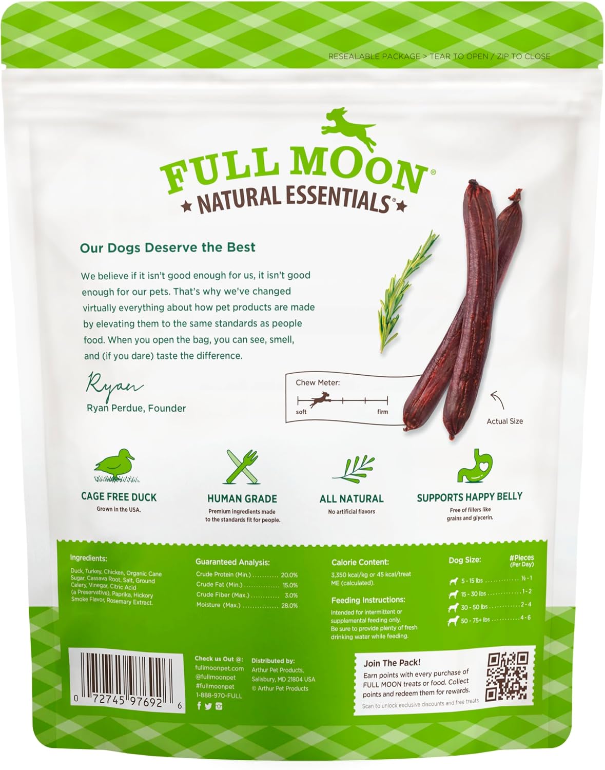 Full Moon All Natural Human Grade Dog Treats, Essential Beef Savory Sticks, 22 Ounce, 1.375 Pound (Pack of 1)