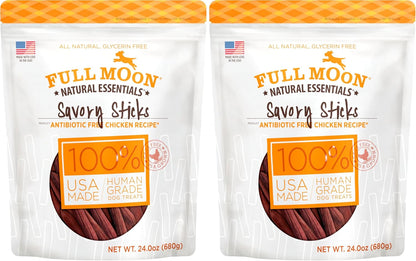 Full Moon All Natural Human Grade Dog Treats, Essential Beef Savory Sticks, 22 Ounce, 1.375 Pound (Pack of 1)