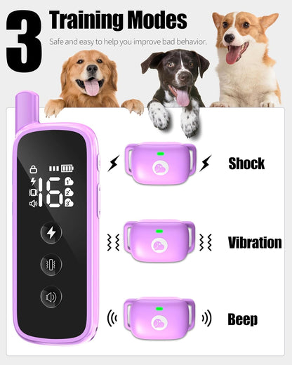 Shock Collar for Dogs 2600FT,Dog Training Collar with Remote Purple