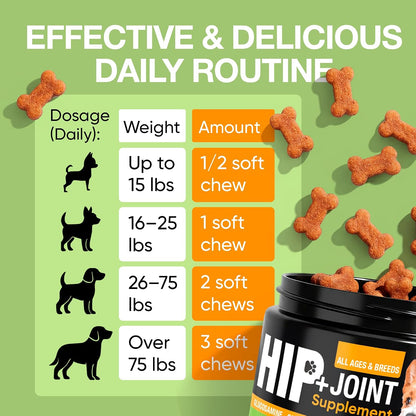 Hip and Joint Supplement for Dogs with Glucosamine, Chondroitin & MSM