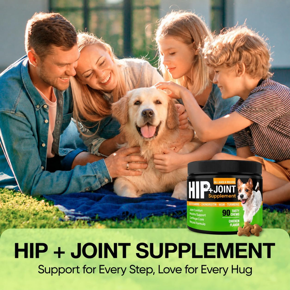 Hip and Joint Supplement for Dogs with Glucosamine, Chondroitin & MSM