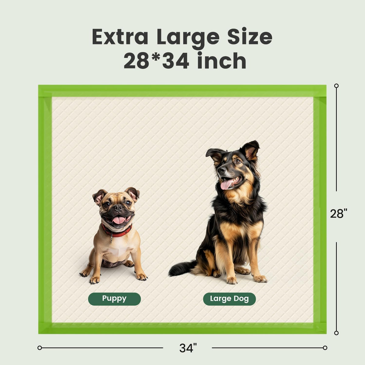 Dog Pee Pads, XL 28"x34", All Edge-Wrapped, ECO Thick Pad