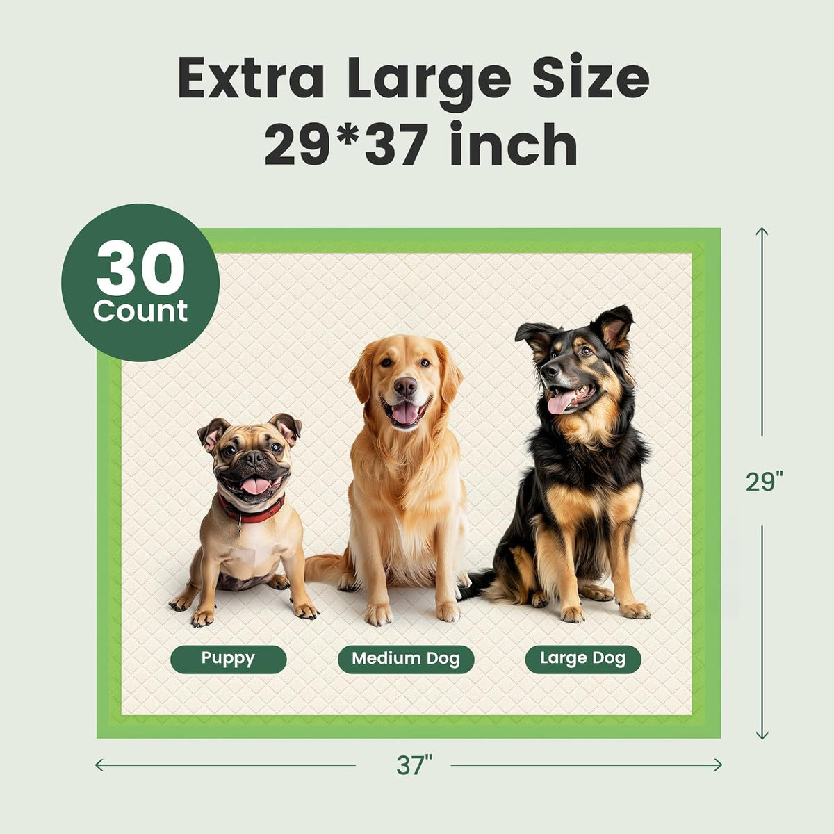 Dog Pee Pads, XL 28"x34", All Edge-Wrapped, ECO Thick Pad