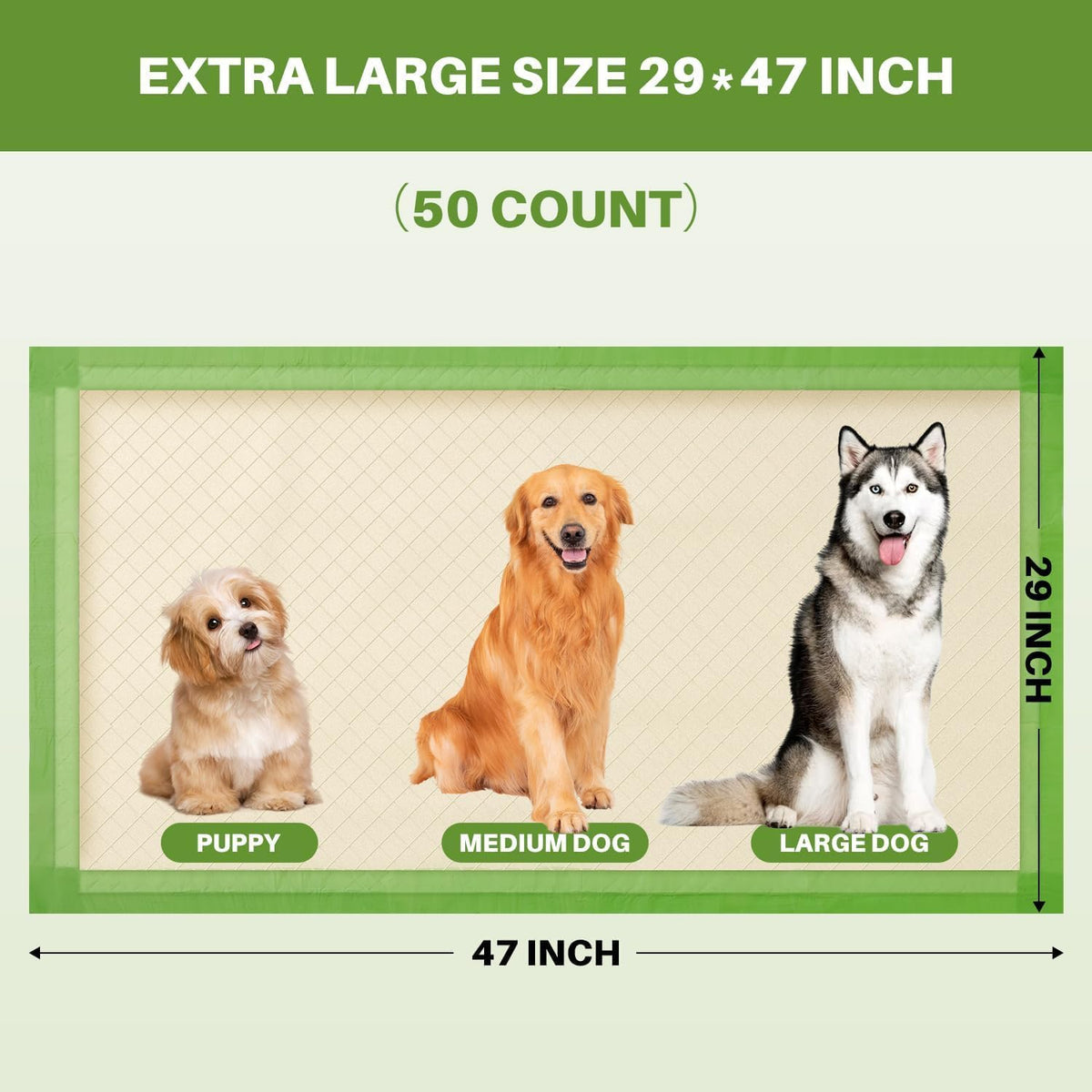 Dog Pee Pads, XL 28"x34", All Edge-Wrapped, ECO Thick Pad