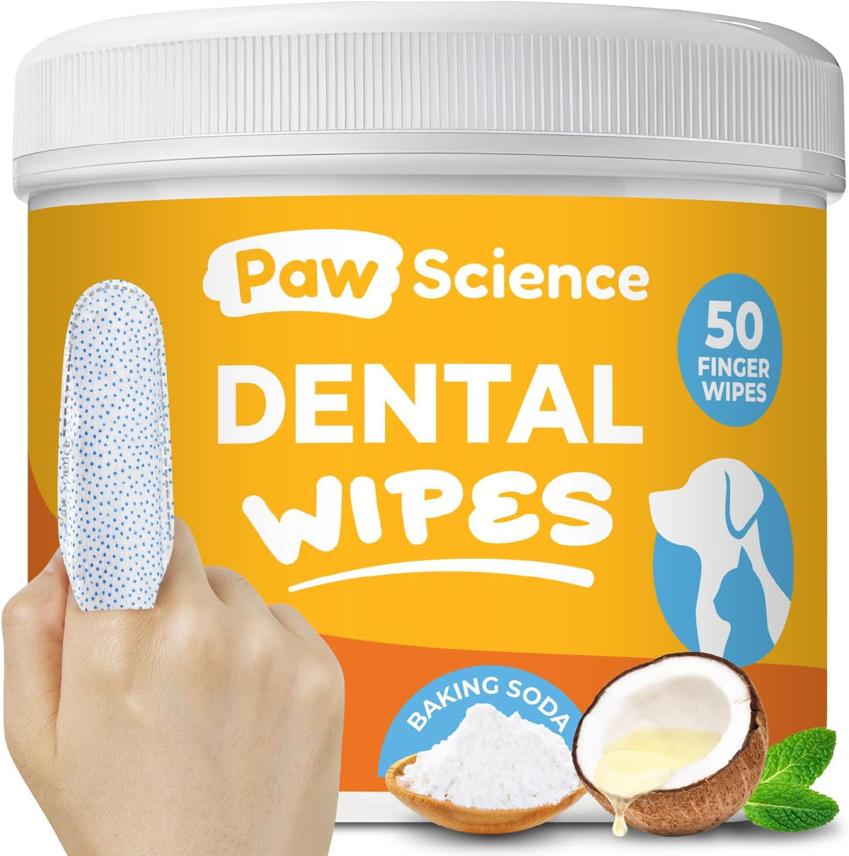 Dog & Cat Teeth Cleaning Wipes - Dental Finger Wipes for Cats & Dogs - Pet Toothbrush & Tooth Brushing Kit - Effective Teeth Cleaner (Unscented)