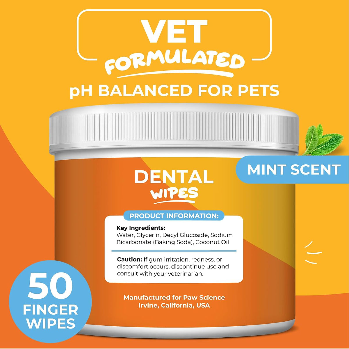 Dog & Cat Teeth Cleaning Wipes - Dental Finger Wipes for Cats & Dogs - Pet Toothbrush & Tooth Brushing Kit - Effective Teeth Cleaner (Unscented)
