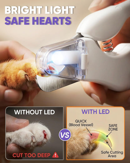 2-in-1 Cat & Dog Nail Clippers with Grinder and Dual LED Lights