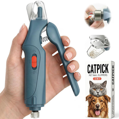 2-in-1 Cat & Dog Nail Clippers with Grinder and Dual LED Lights