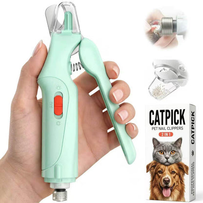 2-in-1 Cat & Dog Nail Clippers with Grinder and Dual LED Lights