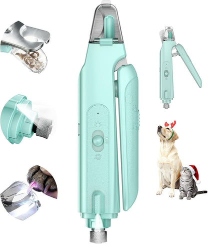 2-in-1 Cat & Dog Nail Clippers with Grinder and Dual LED Lights