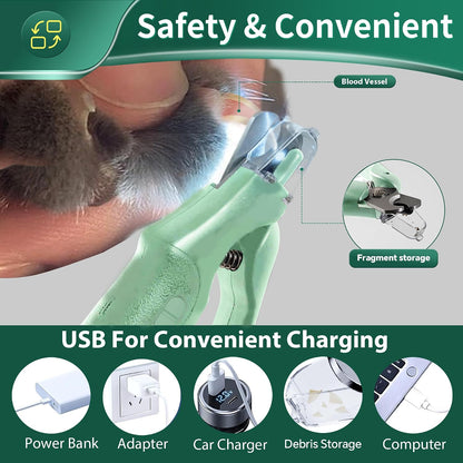 2-in-1 Cat & Dog Nail Clippers with Grinder and Dual LED Lights