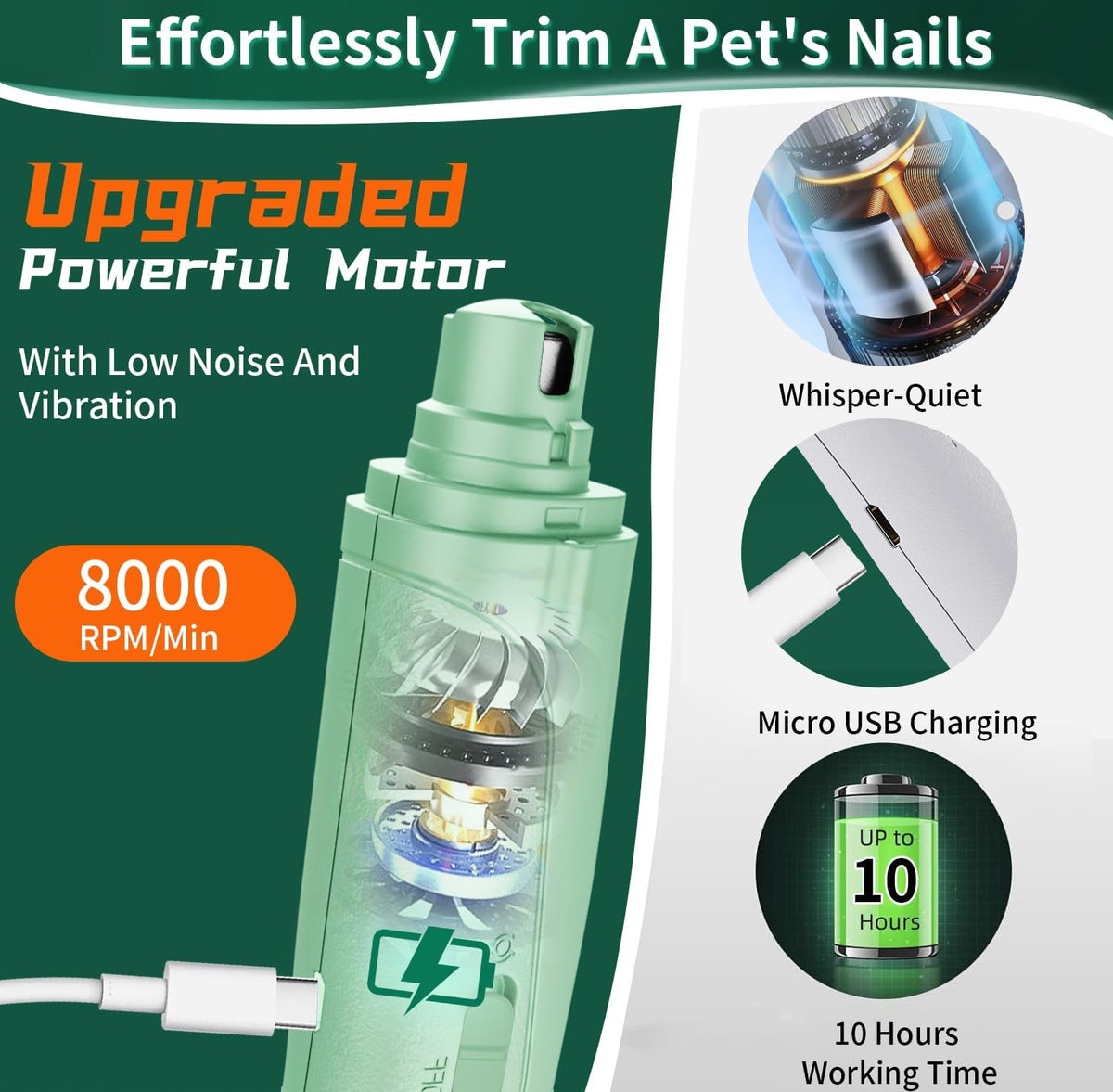 2-in-1 Cat & Dog Nail Clippers with Grinder and Dual LED Lights