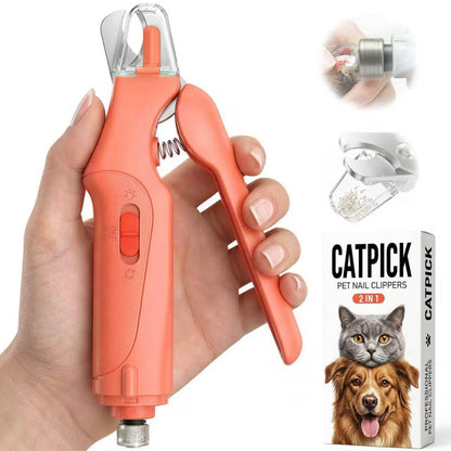 2-in-1 Cat & Dog Nail Clippers with Grinder and Dual LED Lights