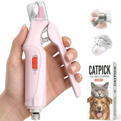 2-in-1 Cat & Dog Nail Clippers with Grinder and Dual LED Lights