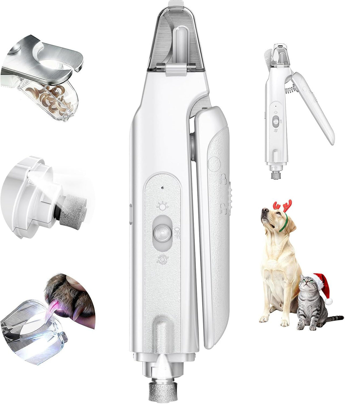 2-in-1 Cat & Dog Nail Clippers with Grinder and Dual LED Lights