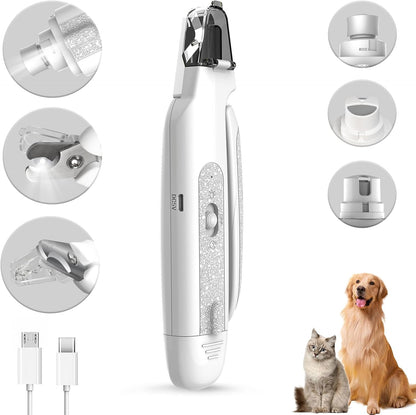 2-in-1 Cat & Dog Nail Clippers with Grinder and Dual LED Lights