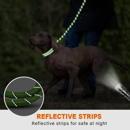 Rope Dog Leash for Medium Large Dogs, 6 FT Padded Handle, Black