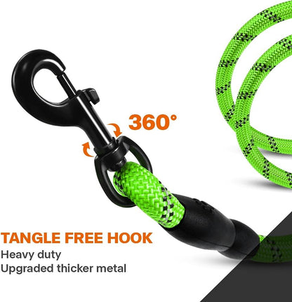 Rope Dog Leash for Medium Large Dogs, 6 FT Padded Handle, Black