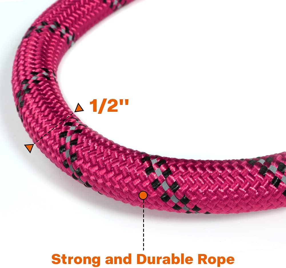 Rope Dog Leash for Medium Large Dogs, 6 FT Padded Handle, Black