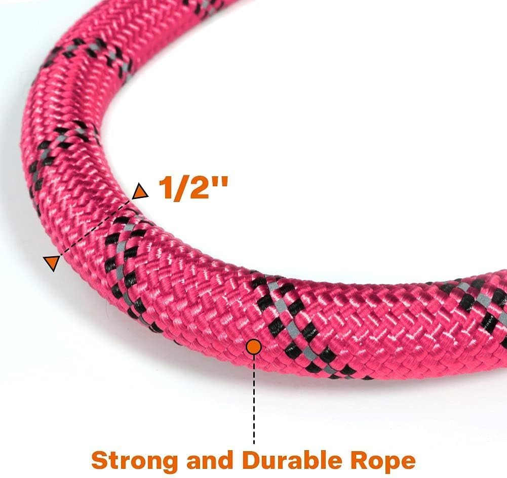 Rope Dog Leash for Medium Large Dogs, 6 FT Padded Handle, Black