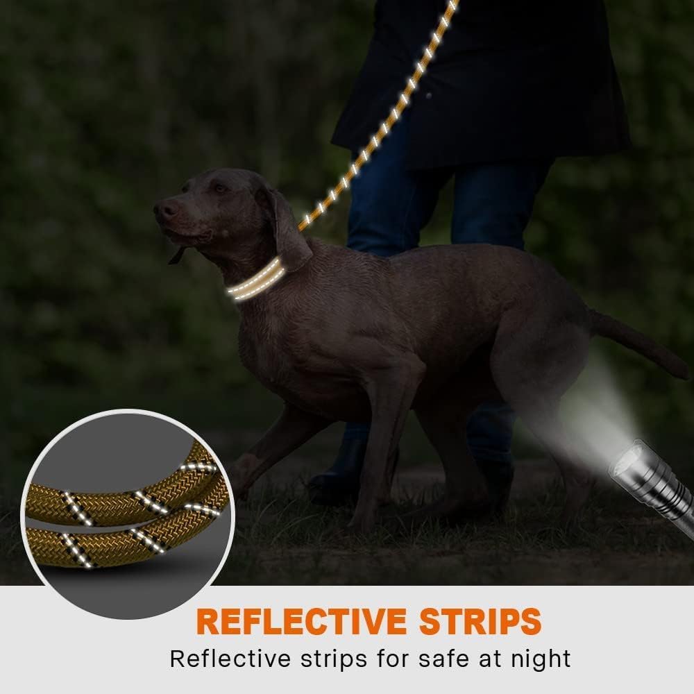 Rope Dog Leash for Medium Large Dogs, 6 FT Padded Handle, Black