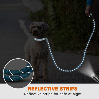 Rope Dog Leash for Medium Large Dogs, 6 FT Padded Handle, Black