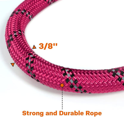 Rope Dog Leash for Medium Large Dogs, 6 FT Padded Handle, Black