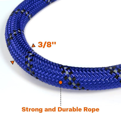 Rope Dog Leash for Medium Large Dogs, 6 FT Padded Handle, Black