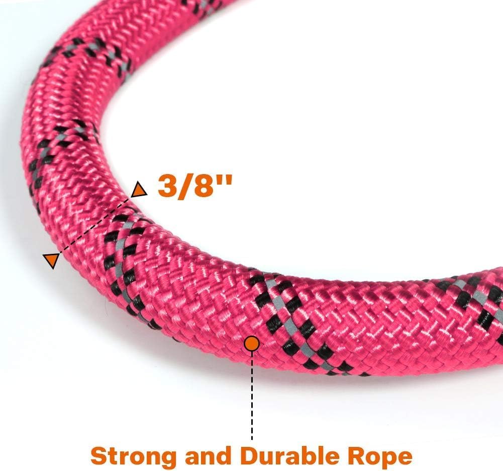 Rope Dog Leash for Medium Large Dogs, 6 FT Padded Handle, Black