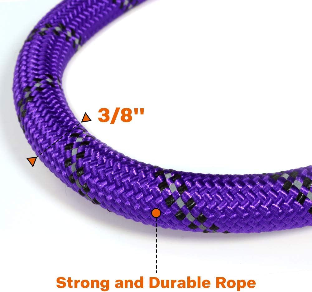 Rope Dog Leash for Medium Large Dogs, 6 FT Padded Handle, Black