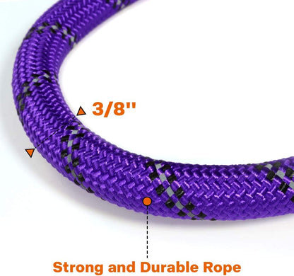 Rope Dog Leash for Medium Large Dogs, 6 FT Padded Handle, Black