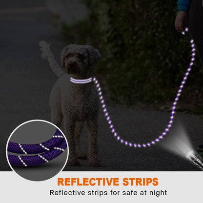 Rope Dog Leash for Medium Large Dogs, 6 FT Padded Handle, Black