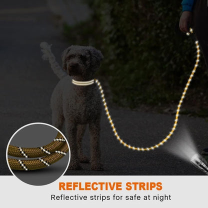 Rope Dog Leash for Medium Large Dogs, 6 FT Padded Handle, Black