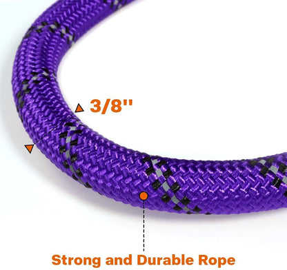 Rope Dog Leash for Medium Large Dogs, 6 FT Padded Handle, Black