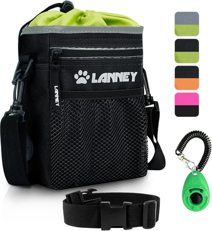 Dog Treat Pouch - 3 Ways to Wear Dog Treat Bag, Dog Training Treat Pouches for Pet Training with Clicker, Shoulder Strap, Adjustable Belt, Poop Bag Dispenser, Easily Carrying Kibble Snacks Pet Toys