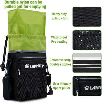 Dog Treat Pouch - 3 Ways to Wear Dog Treat Bag, Dog Training Treat Pouches for Pet Training with Clicker, Shoulder Strap, Adjustable Belt, Poop Bag Dispenser, Easily Carrying Kibble Snacks Pet Toys