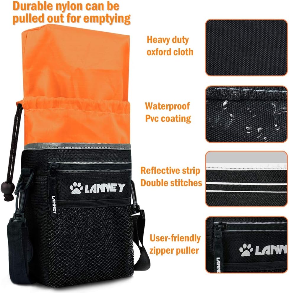 Dog Treat Pouch - 3 Ways to Wear Dog Treat Bag, Dog Training Treat Pouches for Pet Training with Clicker, Shoulder Strap, Adjustable Belt, Poop Bag Dispenser, Easily Carrying Kibble Snacks Pet Toys