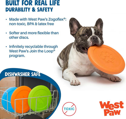 Zogoflex Zisc Dog Flying Disc, High Flying Aerodynamic Disc for Dogs Puppy – Lightweight, Floatable Disc for Fetch, Tug of War, Catch, Play – Doubles as Food/Water Bowl, Large 8.5", Tangerine