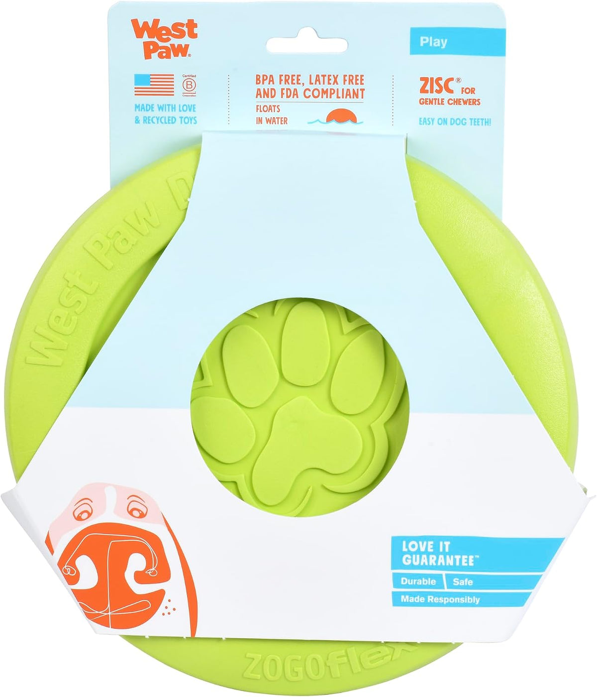 Zogoflex Zisc Dog Flying Disc, High Flying Aerodynamic Disc for Dogs Puppy – Lightweight, Floatable Disc for Fetch, Tug of War, Catch, Play – Doubles as Food/Water Bowl, Large 8.5", Tangerine