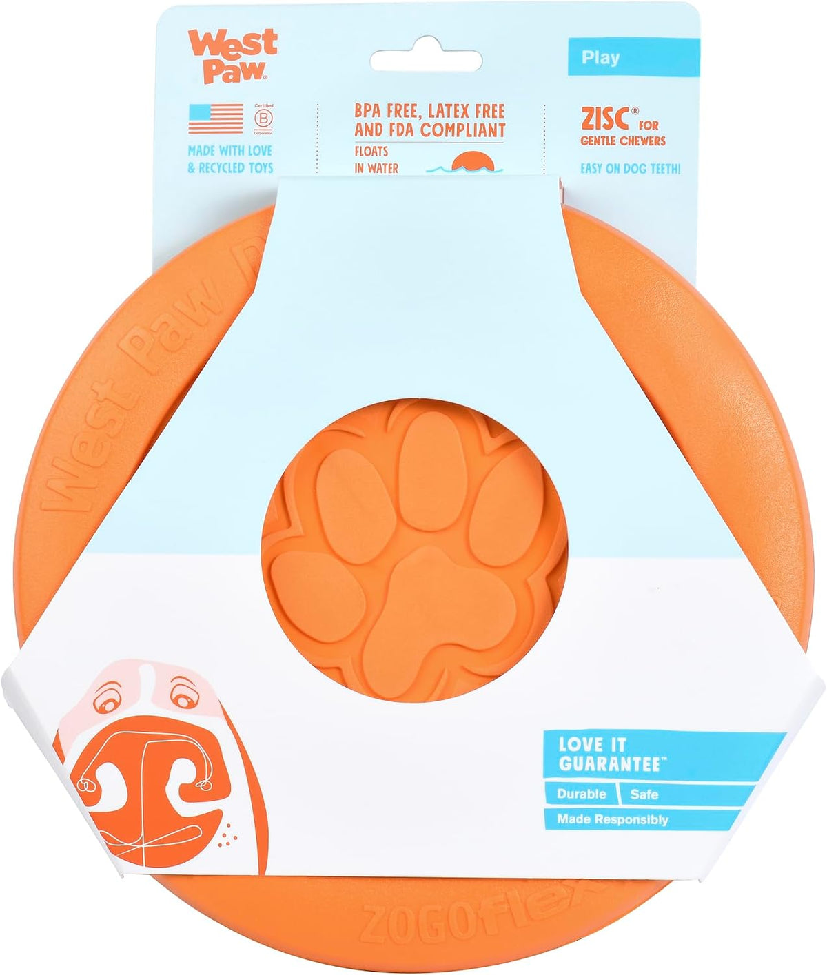 Zogoflex Zisc Dog Flying Disc, High Flying Aerodynamic Disc for Dogs Puppy – Lightweight, Floatable Disc for Fetch, Tug of War, Catch, Play – Doubles as Food/Water Bowl, Large 8.5", Tangerine