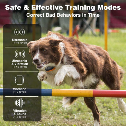 Vibrating Dog Collar No Shock - 3300ft Dog Training Collar with Remote for 10-120lbs Small Medium Large with Beep, Vibration, Ultrasonic Modes, Security Lock & No Prongs
