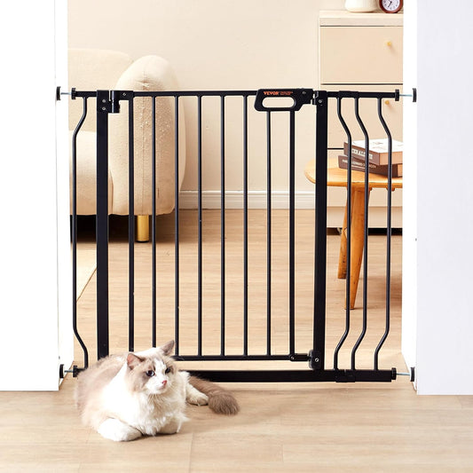 29.5-51" Extra Wide Safety Gate for Stairs, Auto Close Dog Gate for The House, Easy Install Pressure Mounted Pet Gates for Doorways, Easy Walk Thru Wide Safety Gate for Dog, Black