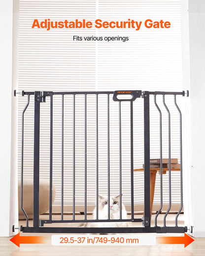 29.5-51" Extra Wide Safety Gate for Stairs, Auto Close Dog Gate for The House, Easy Install Pressure Mounted Pet Gates for Doorways, Easy Walk Thru Wide Safety Gate for Dog, Black